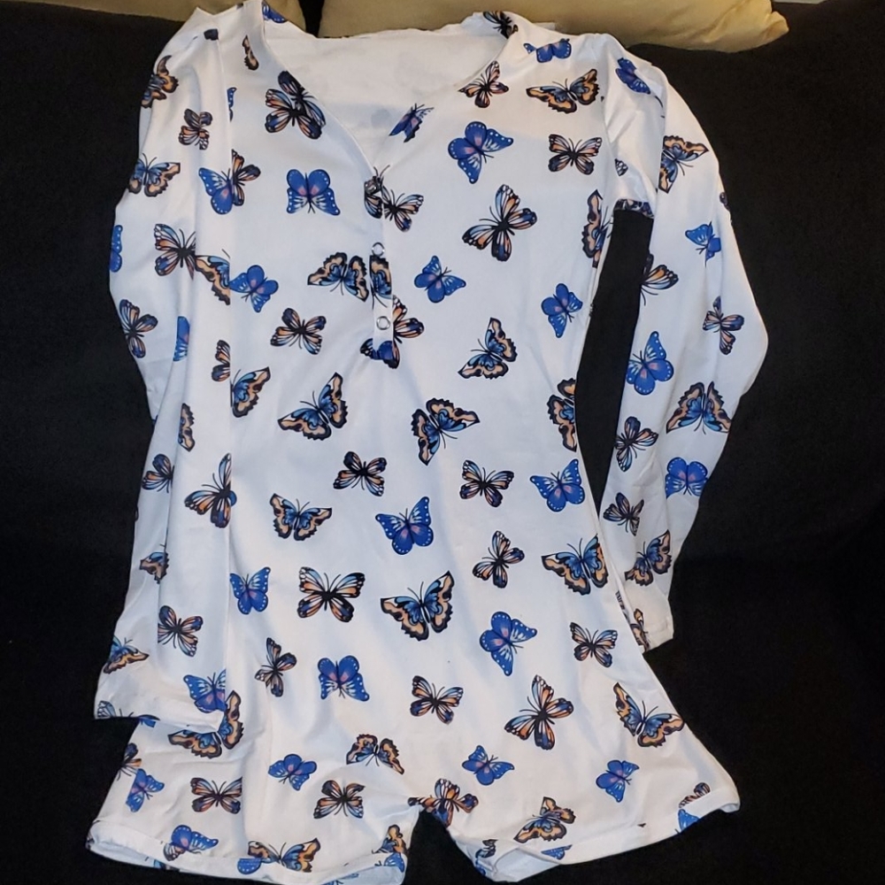 New! Womens one piece pajama butterfly romper